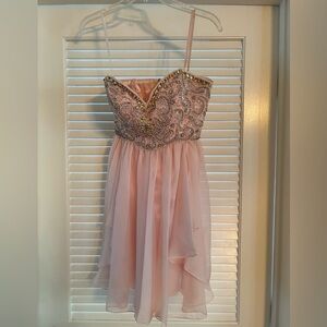 Elegant Pink Beaded Special Occasion Dress